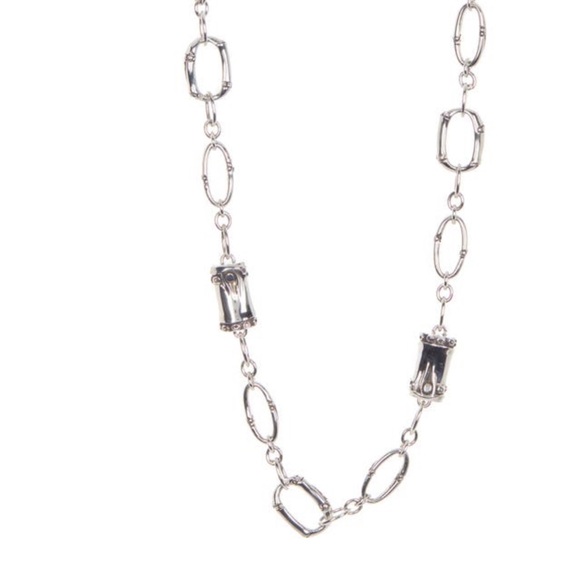 John Hardy 36" Sterling Silver Bamboo Shaped Station Chain Link Necklace - Picture 3 of 9